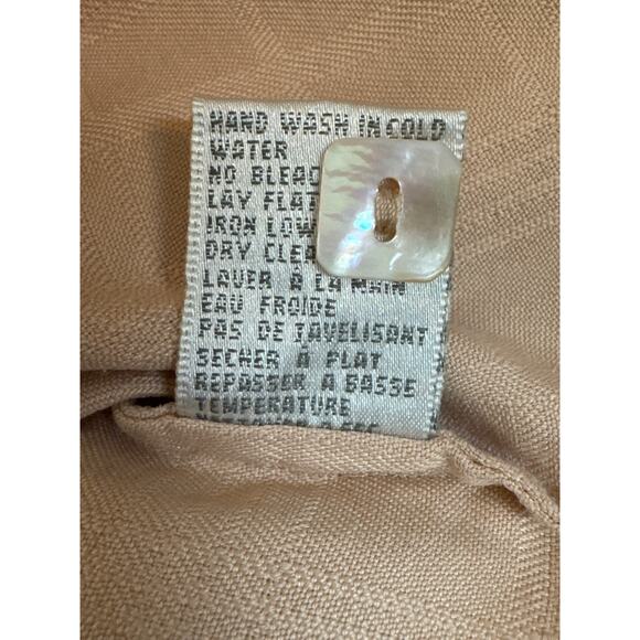 Vintage 100% Silk Peach Collared Long Sleeve Button Up Womens 1X Pink Orange - Picture 10 of 10